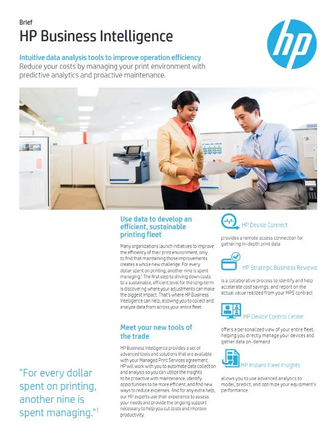 HP, Business Intelligence, Brochure, HP, Hewlett Packard, NW Imaging Analysts