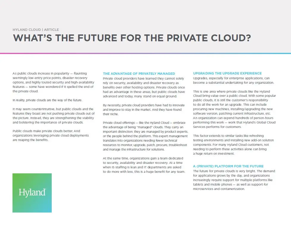 Private Cloud, Public Cloud, Hyland, Kyocera, Software, Document Management, NW Imaging Analysts