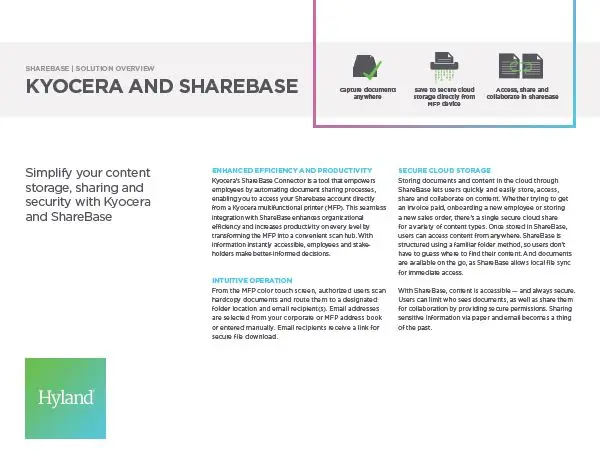 ShareBase, Kyocera, Solution, Software, Document Management, NW Imaging Analysts
