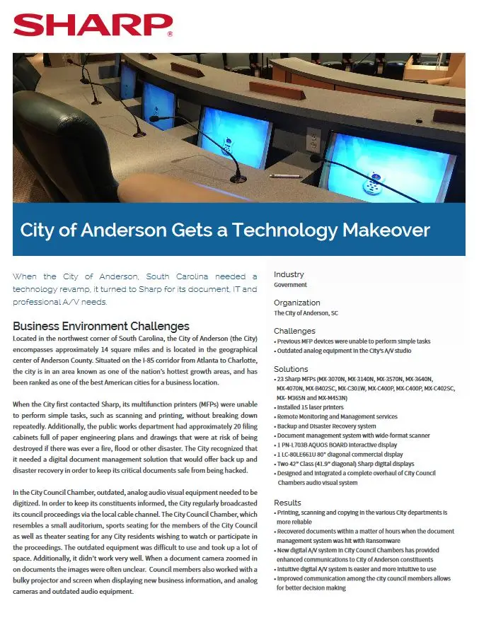 Sharp, City Of Anderson, Case Study, NW Imaging Analysts
