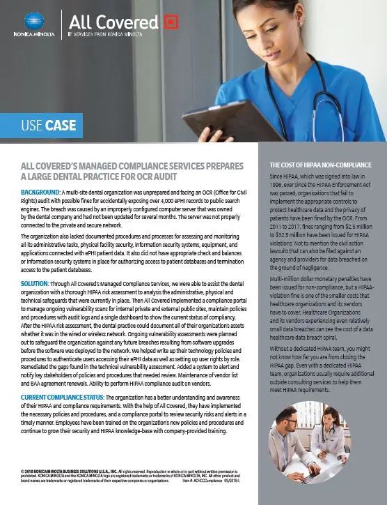 All Covered, HIPAA, Case Study, Konica-Minolta, NW Imaging Analysts