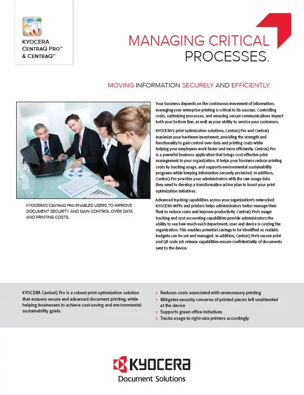 Kyocera, Software, Cost Control, Security Centraq Pro, NW Imaging Analysts