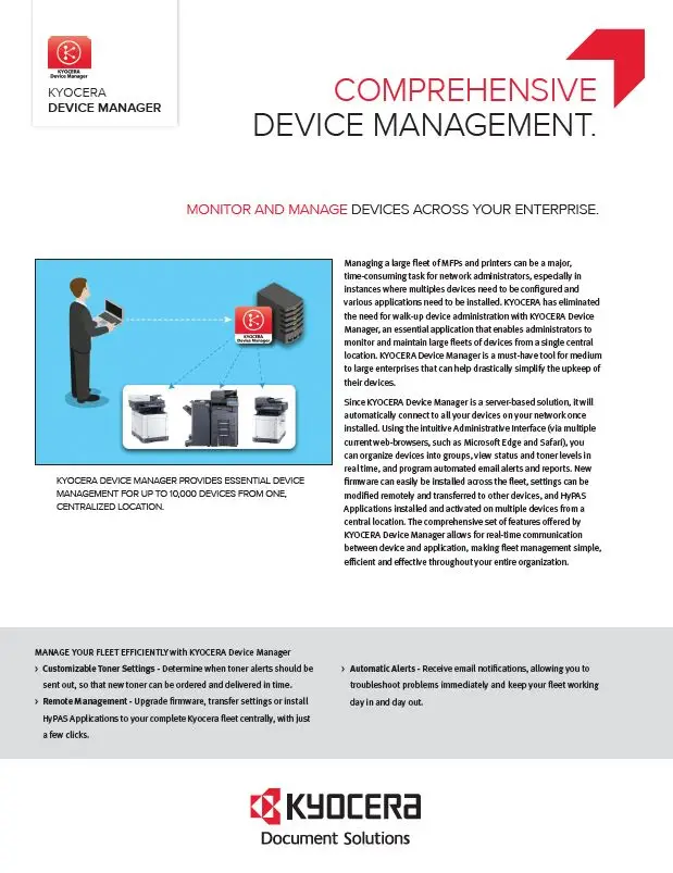 Kyocera, Software, Network Device Management, Kyocera, Device Manager, NW Imaging Analysts