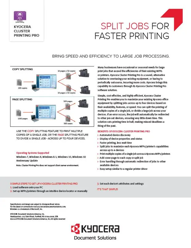 Kyocera, Software, Output Management, Kyocera Cluster Printing, NW Imaging Analysts