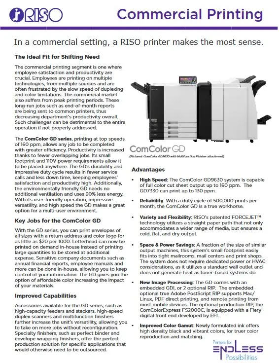 Commercial Printing, Riso, NW Imaging Analysts