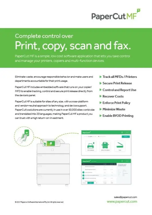 Papercut, Mf, Fact Sheet, NW Imaging Analysts