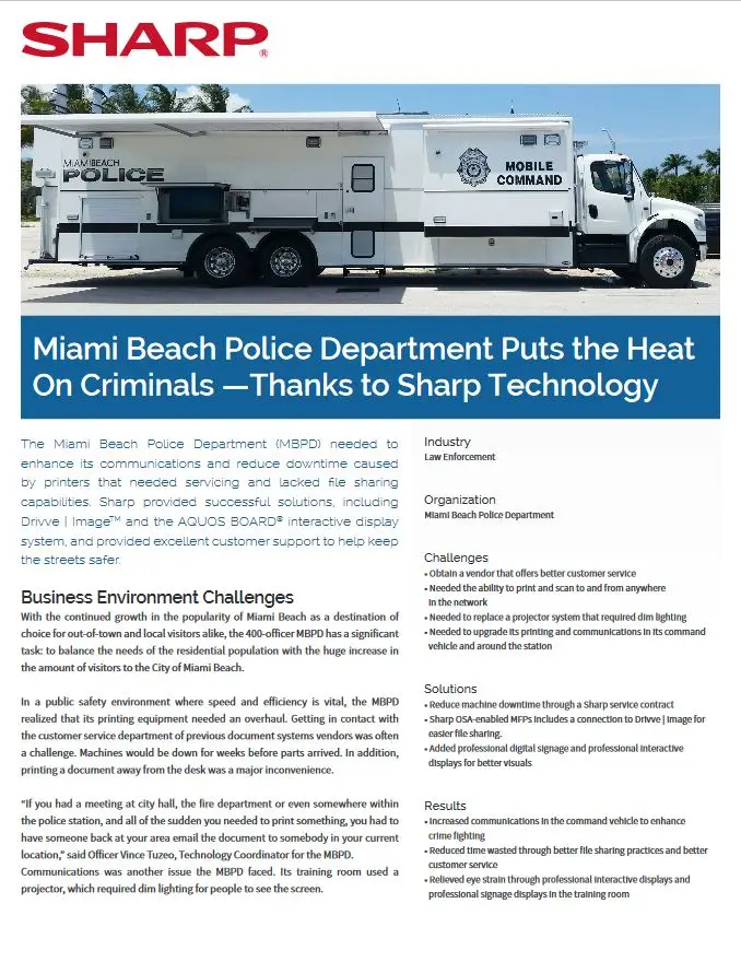 Sharp, Miami Police, Case Study, NW Imaging Analysts