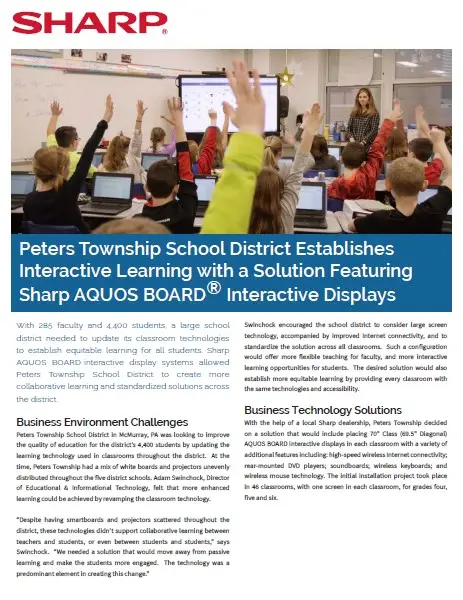 Sharp, Peters Township, School District, Aquos Board, Case Study, Education, NW Imaging Analysts