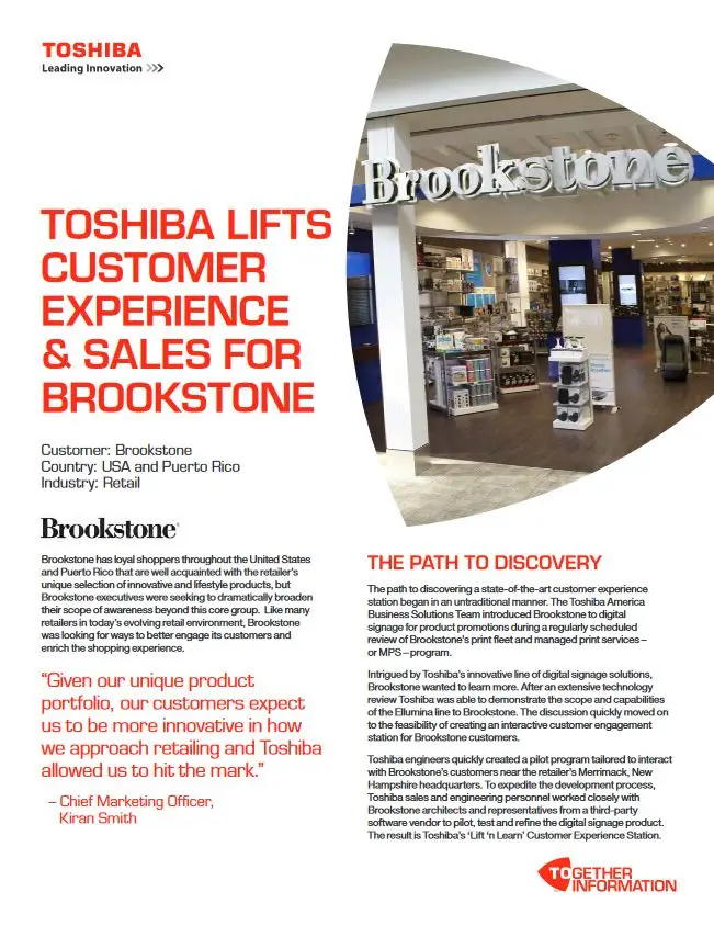 Brookstone, Case Study, Digital Signage, Toshiba, NW Imaging Analysts